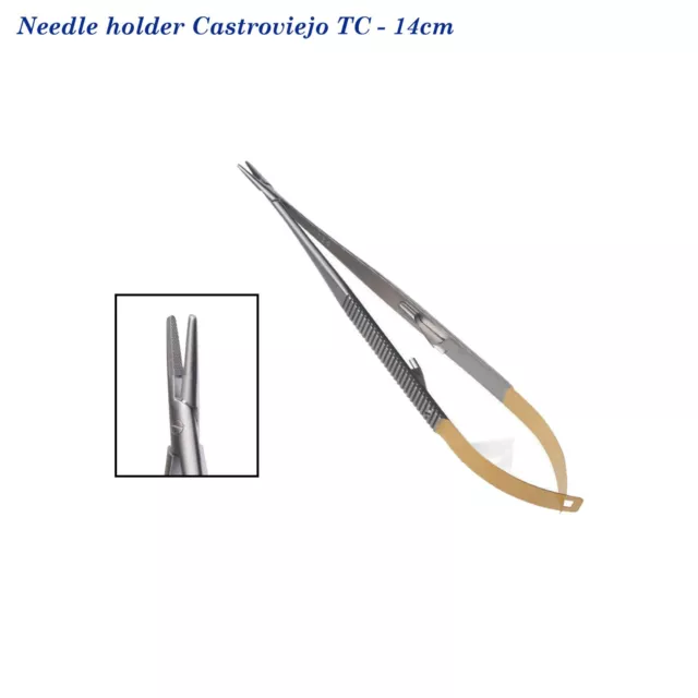 Dentaire Castroviejo Needle Holder, Avec Carbure Tungstène Pointe Ortho Clinique