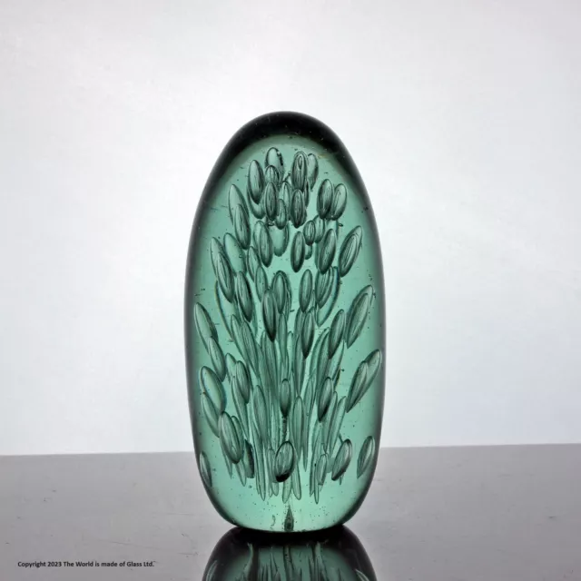 Victorian controlled bubble green glass dump paperweight