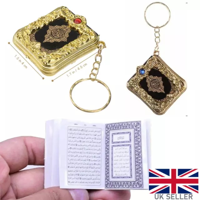 Mini Quran Gold Keyring Arabic Book Keychain Islam Muslim Gift Ramadan Eid Koran