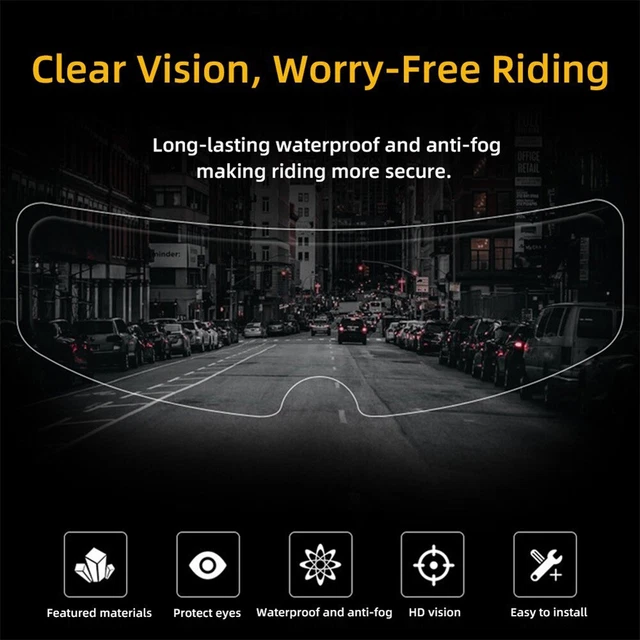 Film protecteur imperméable pour casque moto ensemble de 2 pièces anti-brouill