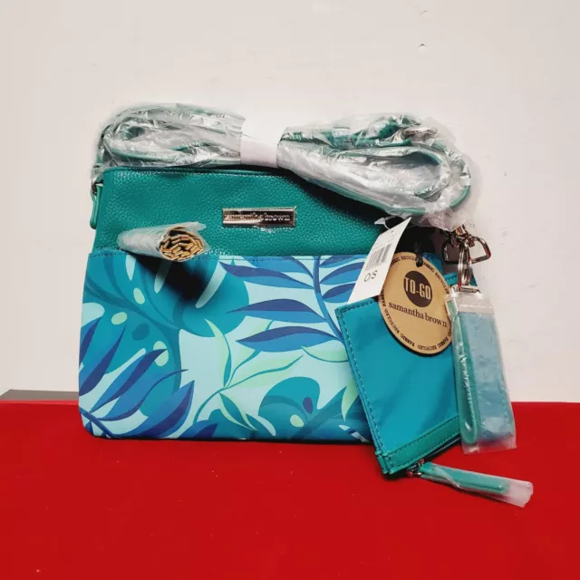 Samantha Brown To-Go Printed Tassel Zip Small Crossbody Bag in Palm Leaf - NWT