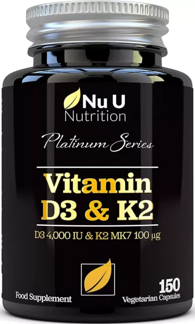 High Strength Vitamin D3 4000 IU & K2 100μg - 150 Veg Capsules, 5 Months Supply