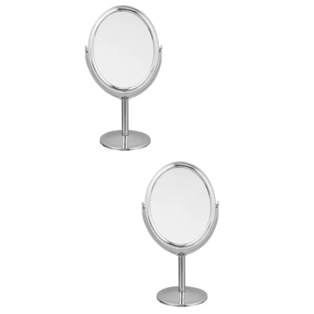 2 Pieces Concise Tabletop Makeup Mirror Desktop Double Sided