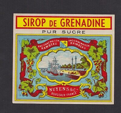 Réf.n°398 H.Quenot-Dijon Etiquette de Sirop de Grenadine 