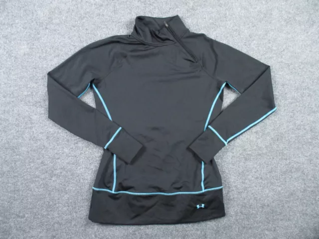 Under Armour Shirt Womens M Black Long Sleeve 1/4 Zip Pullover Fitted Running