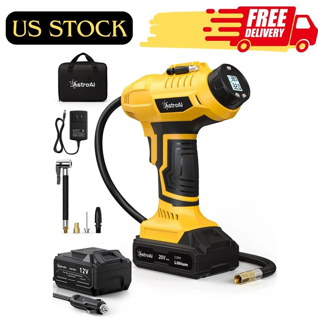 ASTROAI CORDLESS TIRE Inflator Air Compressor 20V Rechargeable Battery