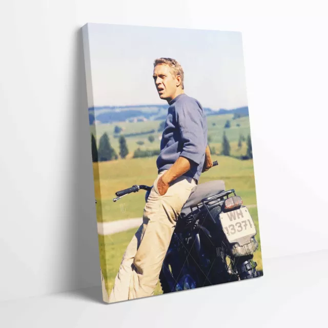 Steve McQueen the Great Escape Stretched Canvas or Unframed Poster Wall Art