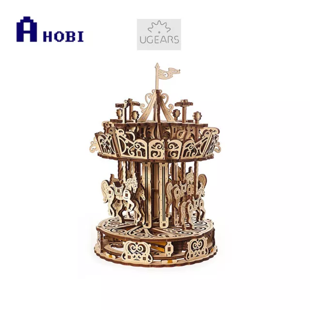 Made In Ukraine UGears Carousel Wooden Mechanical 3D Puzzle Model Kit