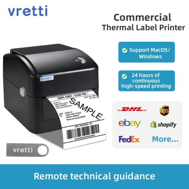 VRETTI Label Printer maker 4X6 Thermal Shipping Address Barcode 150mm*100mm