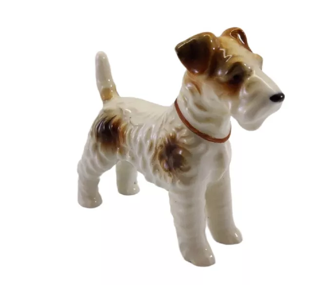 Vintage Fox Terrier Dog Standing Porcelain Figurine Occupied Japan