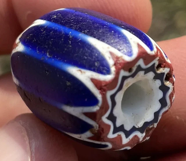 Large Deep South FLORIDA INDIAN TRADE GLASS BEAD Six Layer Chevron Arrowhead