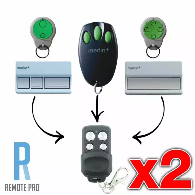 2 x Merlin+ C945 CM842 C940 C943 Bearclaw Plus Replacement Garage Remote Control