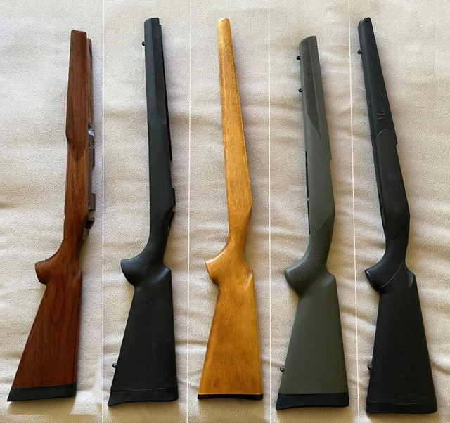 Gun Stock Lot of Five (5) Remington, Winchester, Ruger, Hogue. Wood & Synthetic