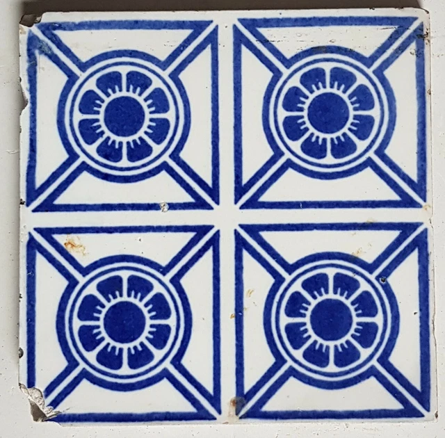 Striking Reclaimed Antique Aesthetic Fireplace Tile by Minton Hollins