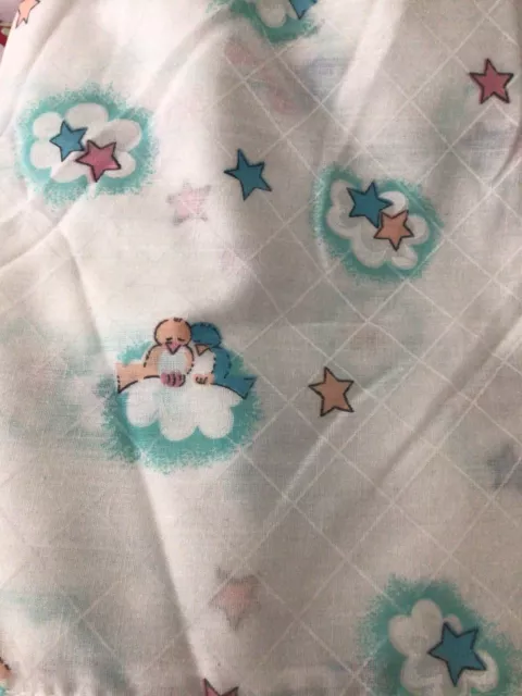 Vintage Baby Dreams By Bibb Crib Skirt Dust Ruffle Clouds Stars Sleeping Birds