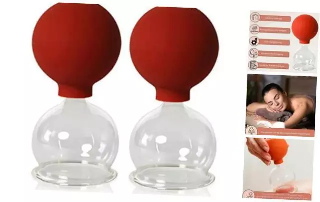 Lauschaer Glas Schröpfgläser mit Ball 2 Stück 50 mm zum professionellen,