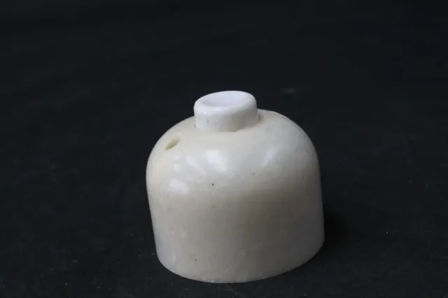 1 X Old Switch Light Door Bell Button Surface Round White Bakelite