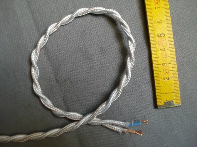 fil câble électrique torsadé gainé BLANC (lot de 1,5 m) 2 brins 2 x 0,5 mm2
