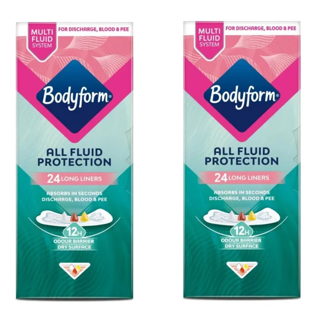 Bodyform Dailies All Fluid Long Panty Liners 24 Per PACK OF 2