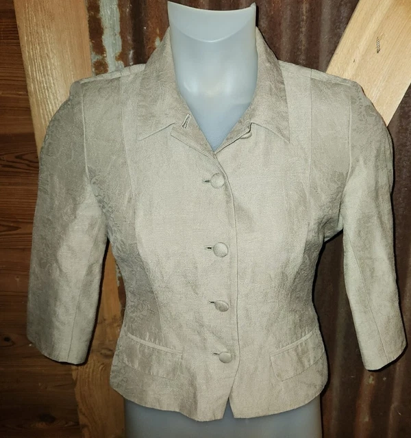 Talbots Womens Silk Formal Buttons Dress Jacket  Size Wonens  6 Petite Tan