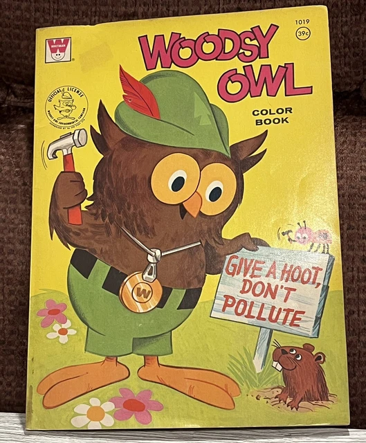 Woodsy Owl Vintage Coloring Book #1019 by Whitman Give A Hoot Don’t Pollute