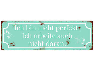 METALLSCHILD Blechschild ICH BIN NICHT PERFEKT, ICH ARBEITE AUCH NICHT DARAN