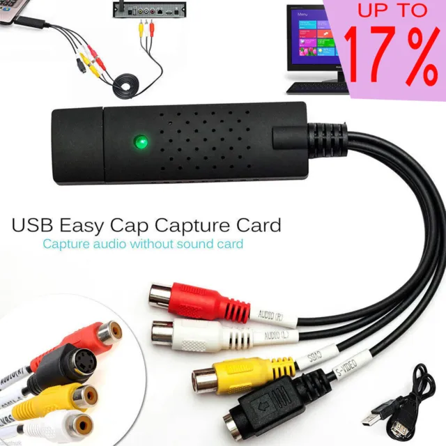 UK USB 2.0 Audio TV Video VHS to PC DVD VCR Converter Easy Capture Card Adapter