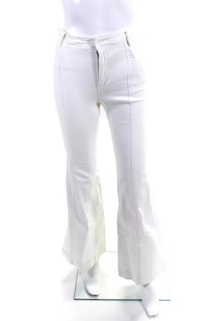 Derek Lam 10 Crosby Womens High Rise Flare Leg Denim Pants White Size 0