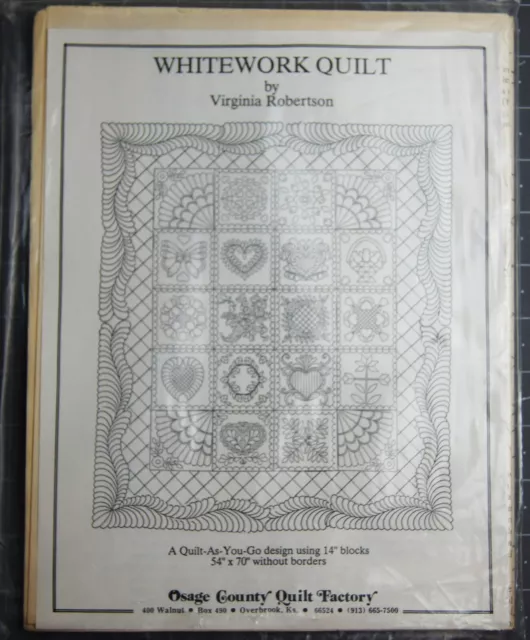 Edredón Whitework patrón edredón a medida que avanzas bloques de 14"" 54"" X 70"" edredón