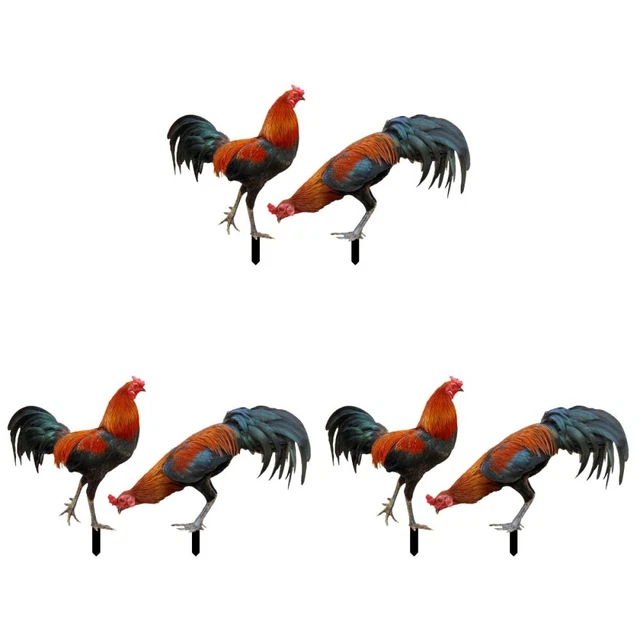 6 Pcs hen yard stakes Chicken Yard Stake Garden Rooster Animal Stake Orname