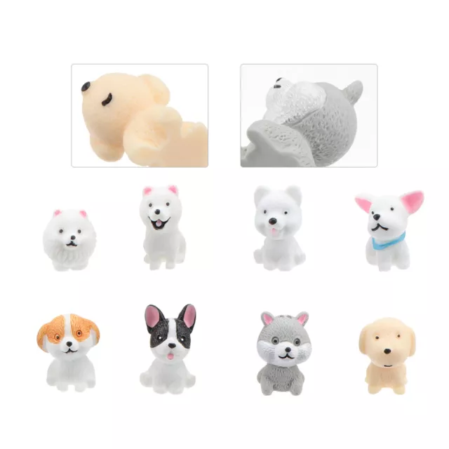 8 Pcs Home Decor Dog Miniature Figurines Realistic Small Dollhouse Animal Glass