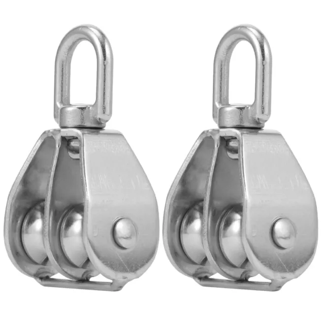 2 Pcs Stainless Steel Pulley Cable Double Roller Loading Rigging