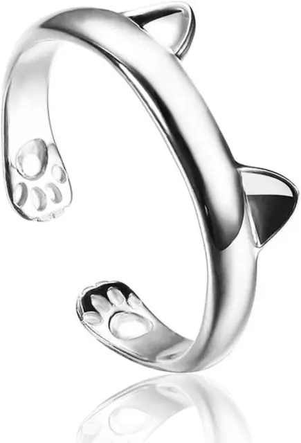 Bagues Ajustables En Argent Sterling 925 Avec Patte De Chat Pour Femmes - Bagues