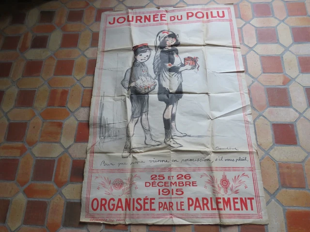 JOUET ANCIEN 1930/40 AFFICHE CHROMO ILLUSTREE PAR POULBOT POUR EUREKA 43.5X31CM