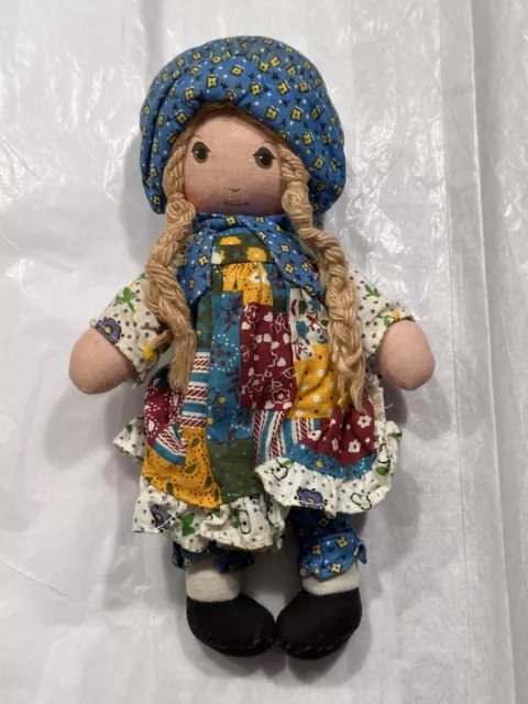 Vintage 1970's Tagged Knickerbocker 8.5" HOLLY HOBBIE rag doll / NOT FADED