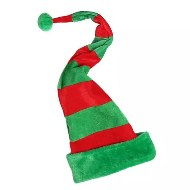 Adult Kid 3D Christmas Party Elf Long Tail Hat Red Green Striped Funny Santa Cap