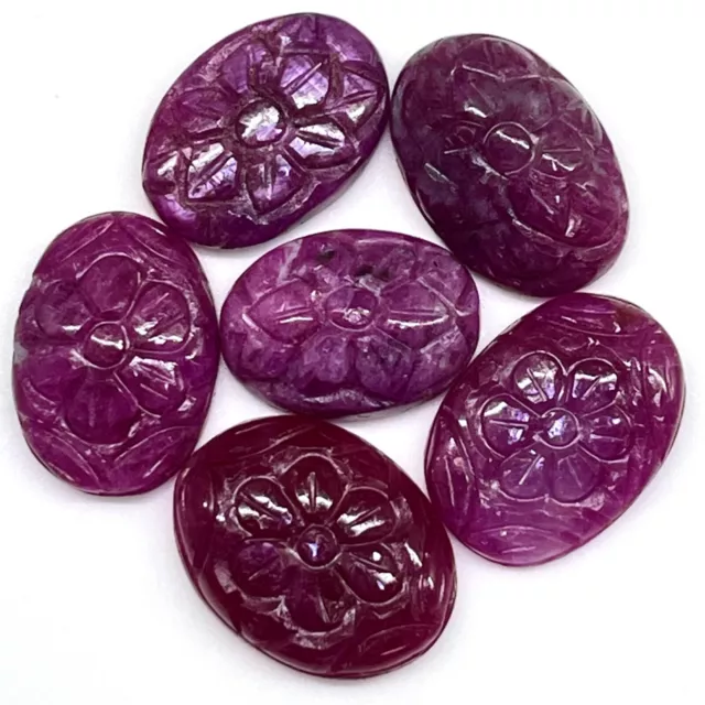 6 Pcs Natural Ruby Unheated Rare Moghul Carved Exclusive Gemstones Lot 38.54 Cts