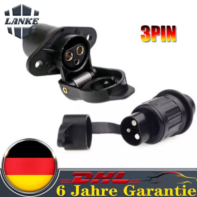 3polig Flachstecker Steckdose Stecker Traktor LKW Landmaschinen Seilwinde Forst