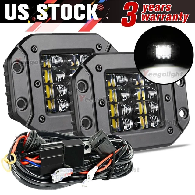 2X5inch 120W Flush Mount LED Work Light Bar Offroad Pods Flood Beam Bumper Truck