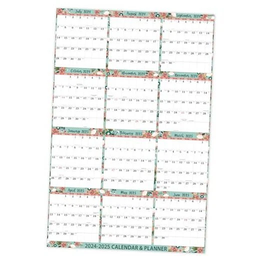 CALENDAR 20242025 Yearly Wall Calendar 20242025, July 2024June
