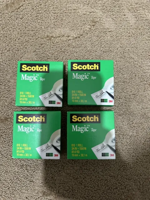 Scotch Magic Tape Refill 4 Rolls Lot 3/4" x 1500" per Roll Original Matte Finish
