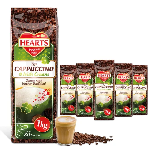 HEARTS Cappuccino Irish Cream 5 x 1kg Großpackung Instantkaffee Pulver