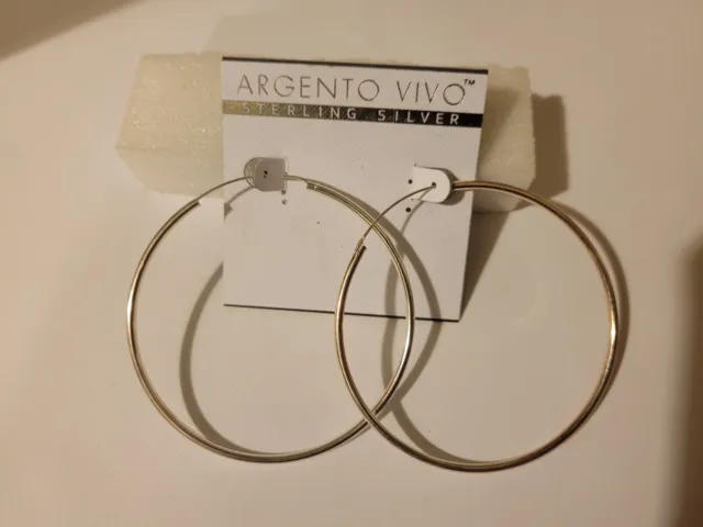 Sterling Silver 3" Hoop Earrings by Argento Vivo