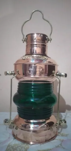 Messing & Kupfer Anker Öl Lampe ~ Nautisch Maritim Schiff Laterne ~ Boot Licht