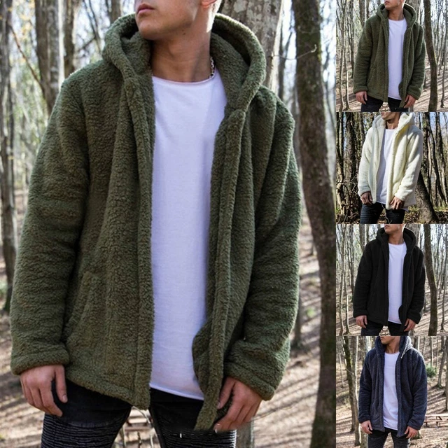 Mens Thick Warm Fleece Lined Hooded Hoodie Winter Zip Up Coat Jacket Sweatshirt