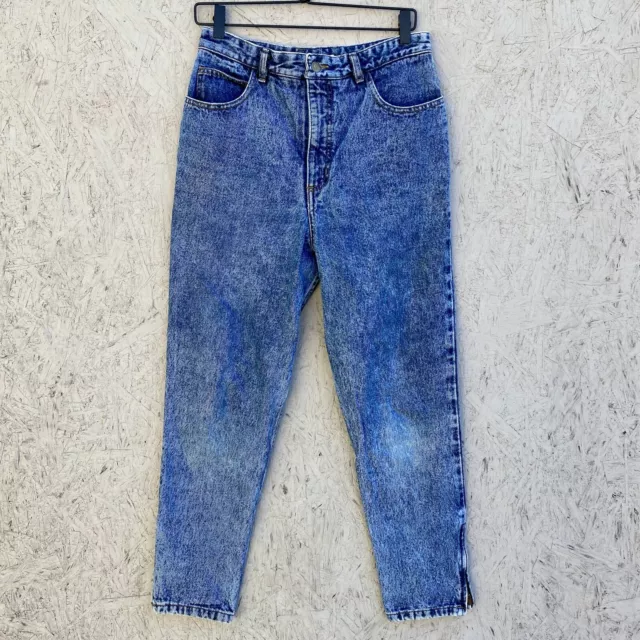 Vintage 80s Guess Georges Marciano Logo Acid Wash High Rise Zip Ankle Mom Jeans