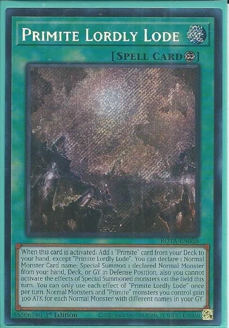 PRIMITE LORDLY LODE Yu-Gi-Oh! ROTA-EN058 1st Secret Rare £3.47 ...
