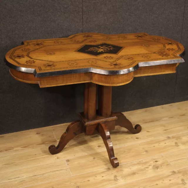 Tisch Möbel antik Wohnzimmer aus eingelegt geschnitzt Holz 800 19 Jahrhundert