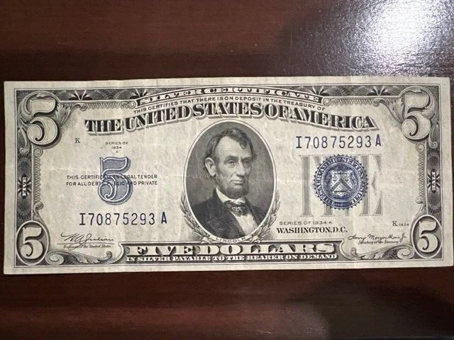 1934 A Five Dollar Reserve Note Green Seal