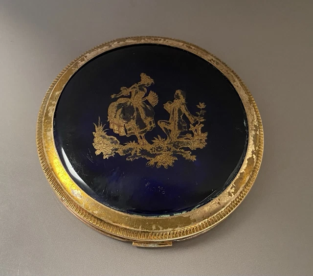 Cabochon émaillé Issanchou Limoges Portrait Art Déco - Bijou Vintage, Occasion